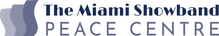 The Miami Showband Peace Centre logo - featuring a rendering of Redmond Herrity's memorial monument to murdered band members, Tony Geraghty, Fran O’Toole and Brian McCoy